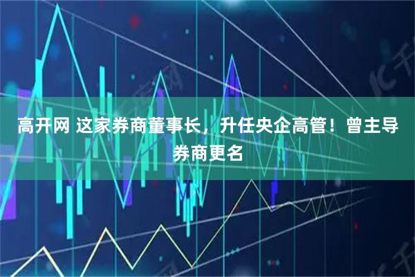 高开网 这家券商董事长，升任央企高管！曾主导券商更名