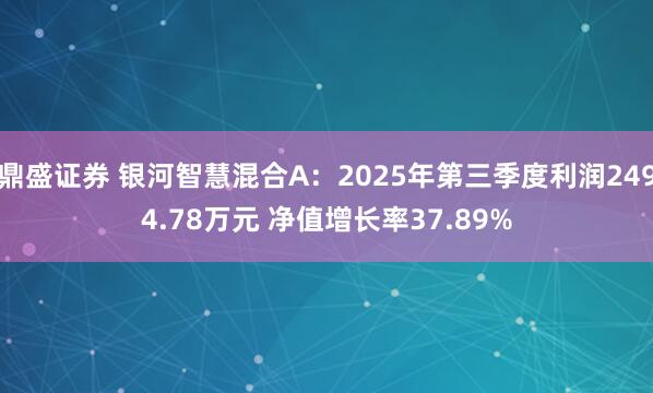 鼎盛证券 银河智慧混合A：2025年第三季度利润2494.78万元 净值增长率37.89%