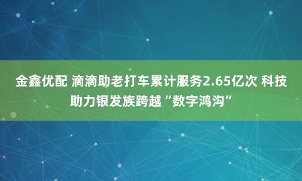 金鑫优配 滴滴助老打车累计服务2.65亿次 科技助力银发族跨越“数字鸿沟”